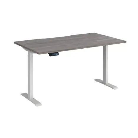 Elev8 Contract Straight Sit-Stand Desk - 1400 - White - Grey Oak